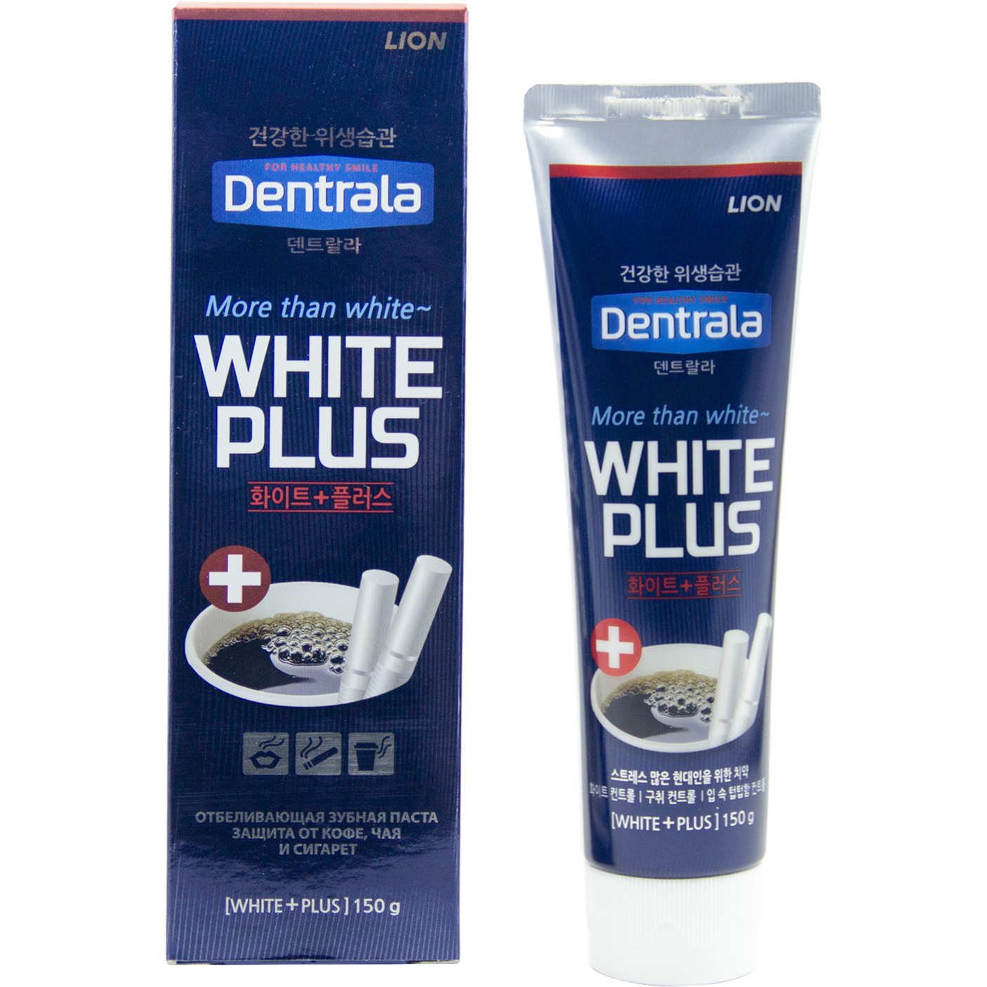 фото Зубная паста dentrala white plus отбеливающая защита от кофе, чая и сигарет 150 г