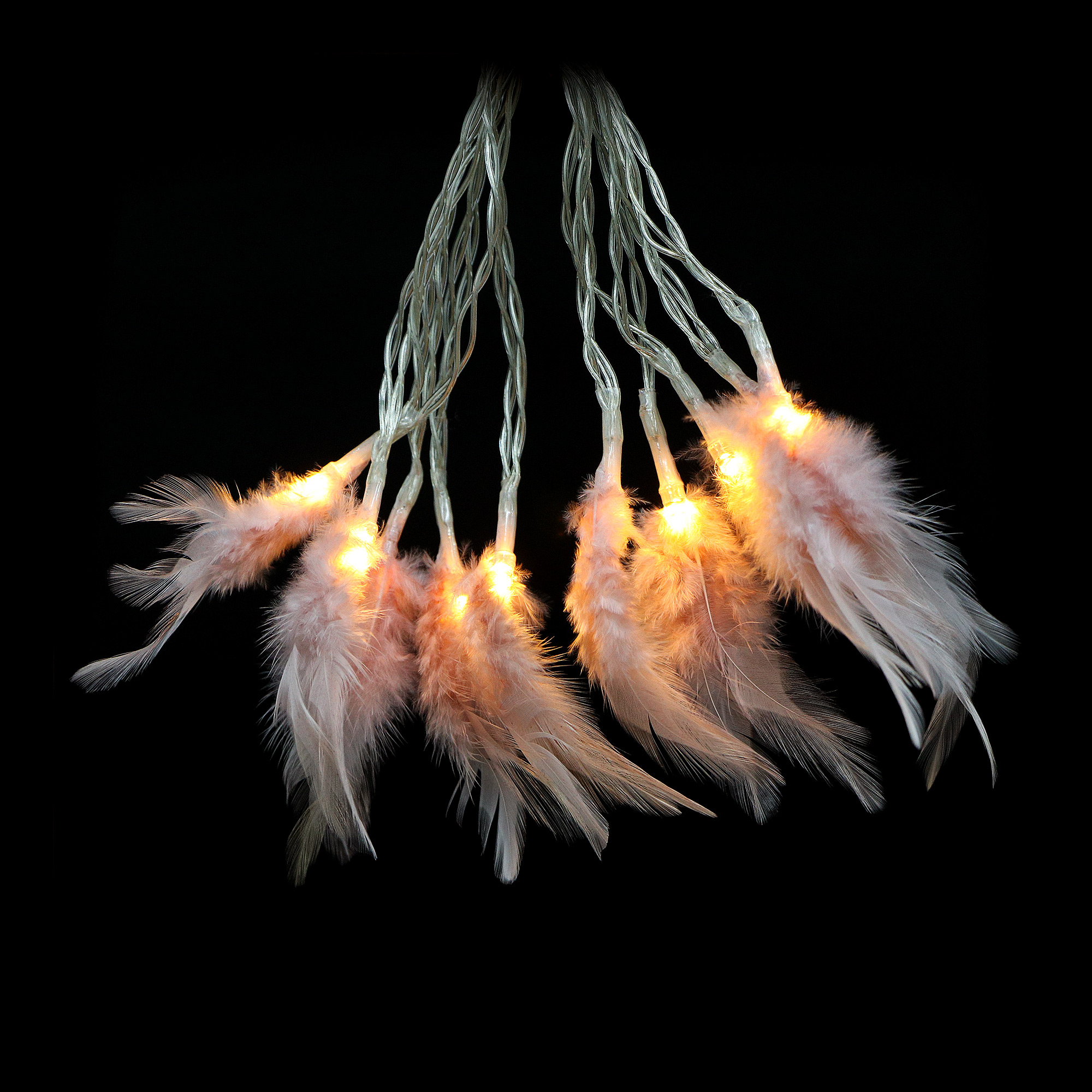 фото Гирлянда декоративная с перьями светящаяся kaemingk 180см