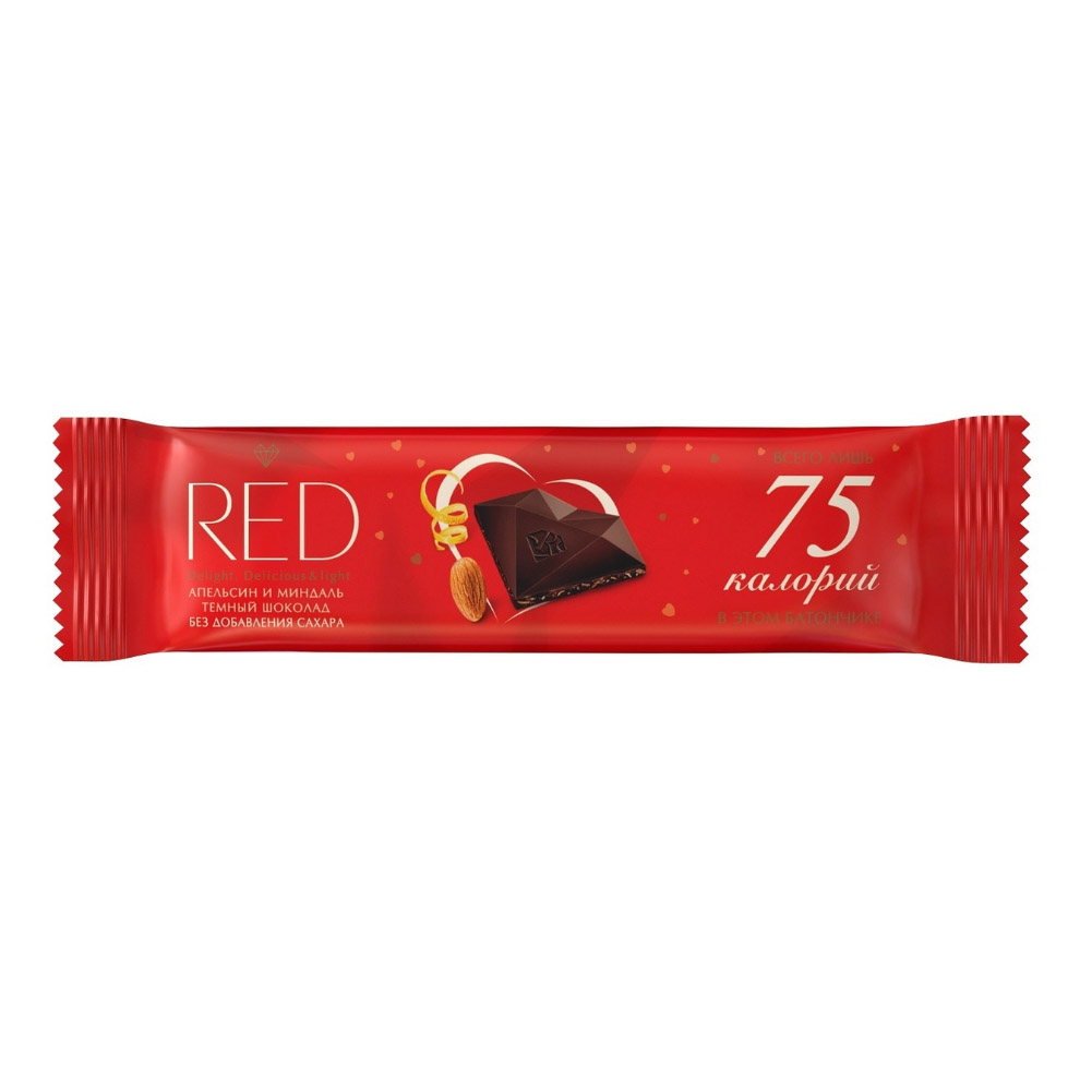 фото Шоколадный батончик red exclusive с апельсином и миндалем темный 26 г