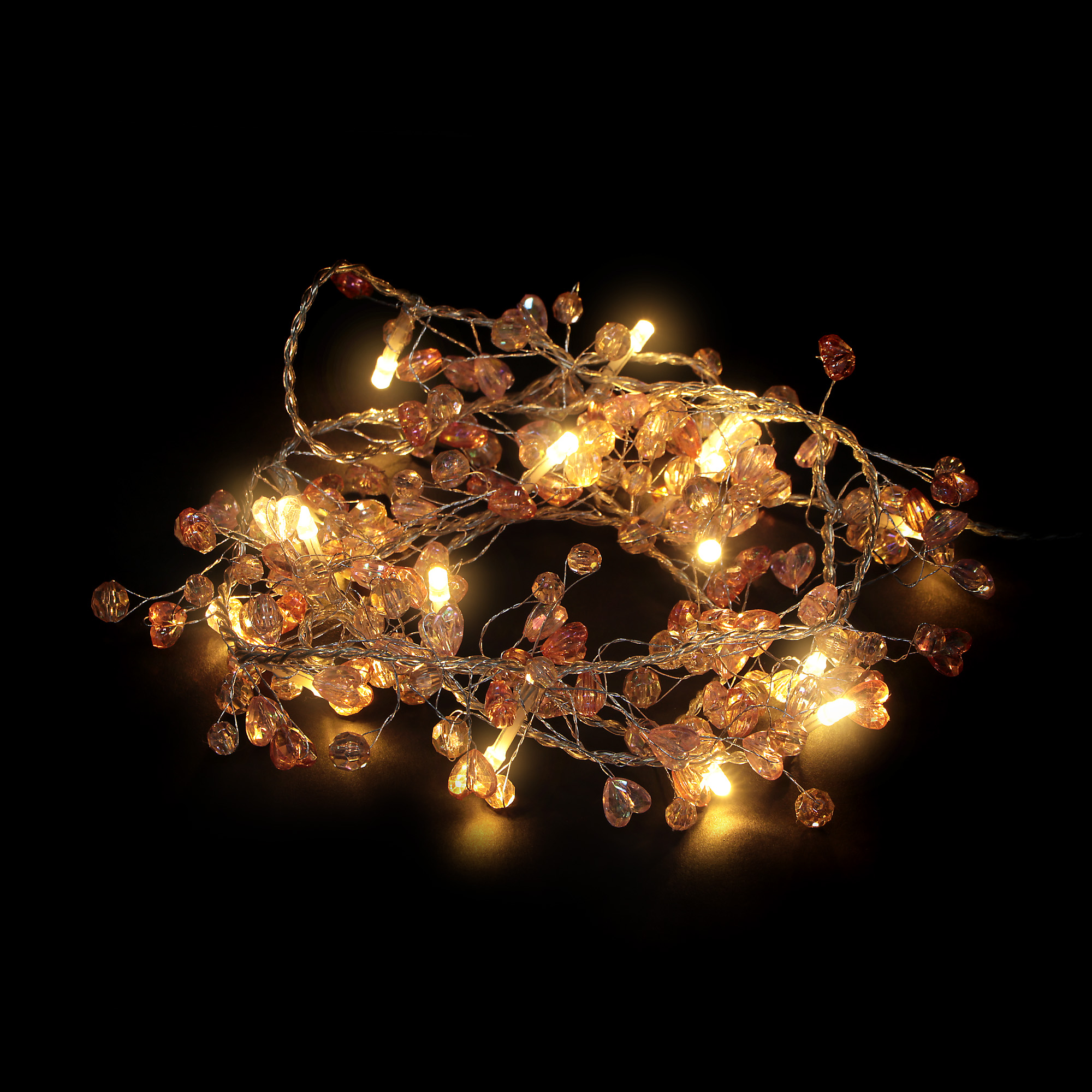 Гирлянда декоративная Kaemingk сердечки 150 см 16 LED, цвет прозрачный - фото 1