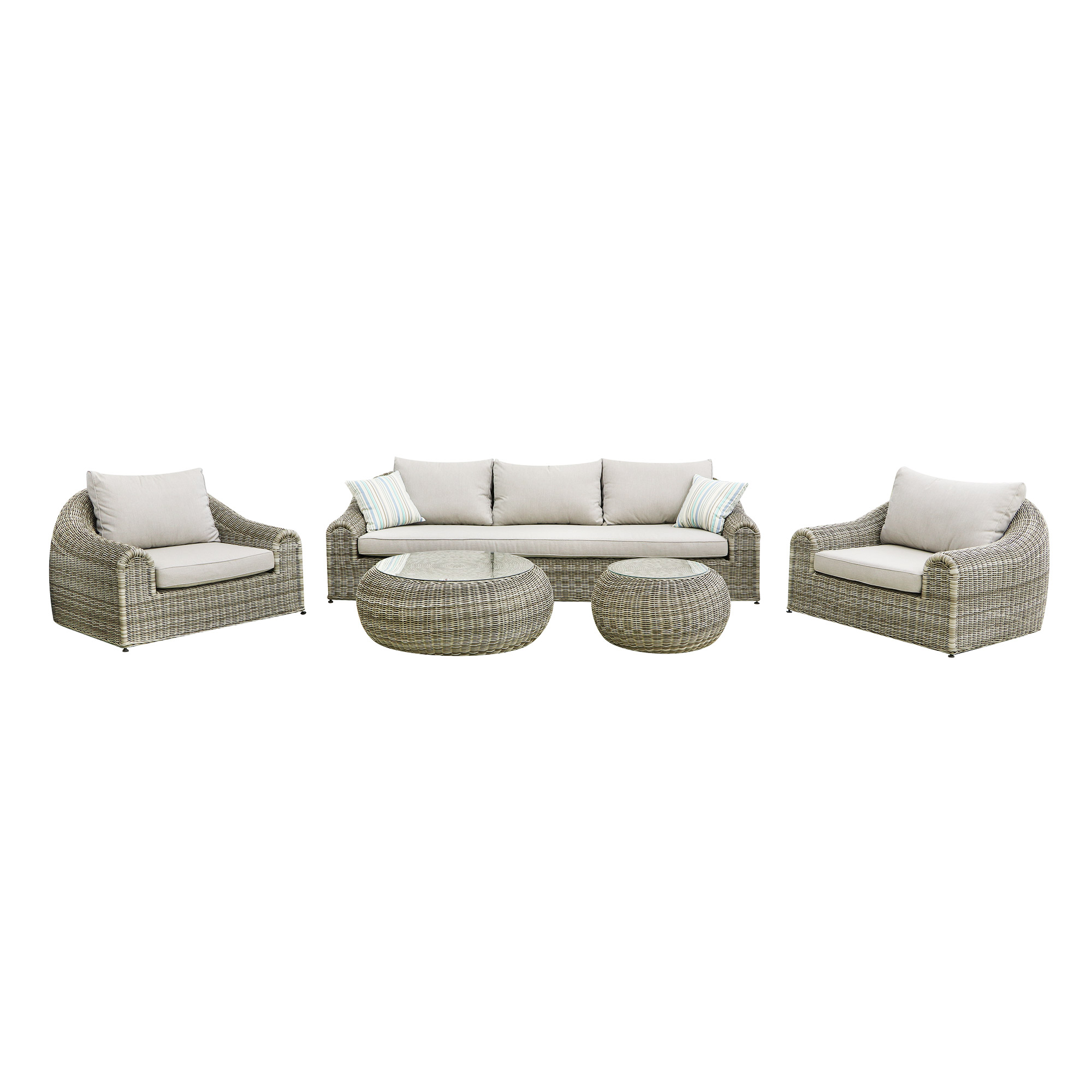 Комплект мебели Yuhang: 2 кресла+диван+2 стола, размер 265х106х75