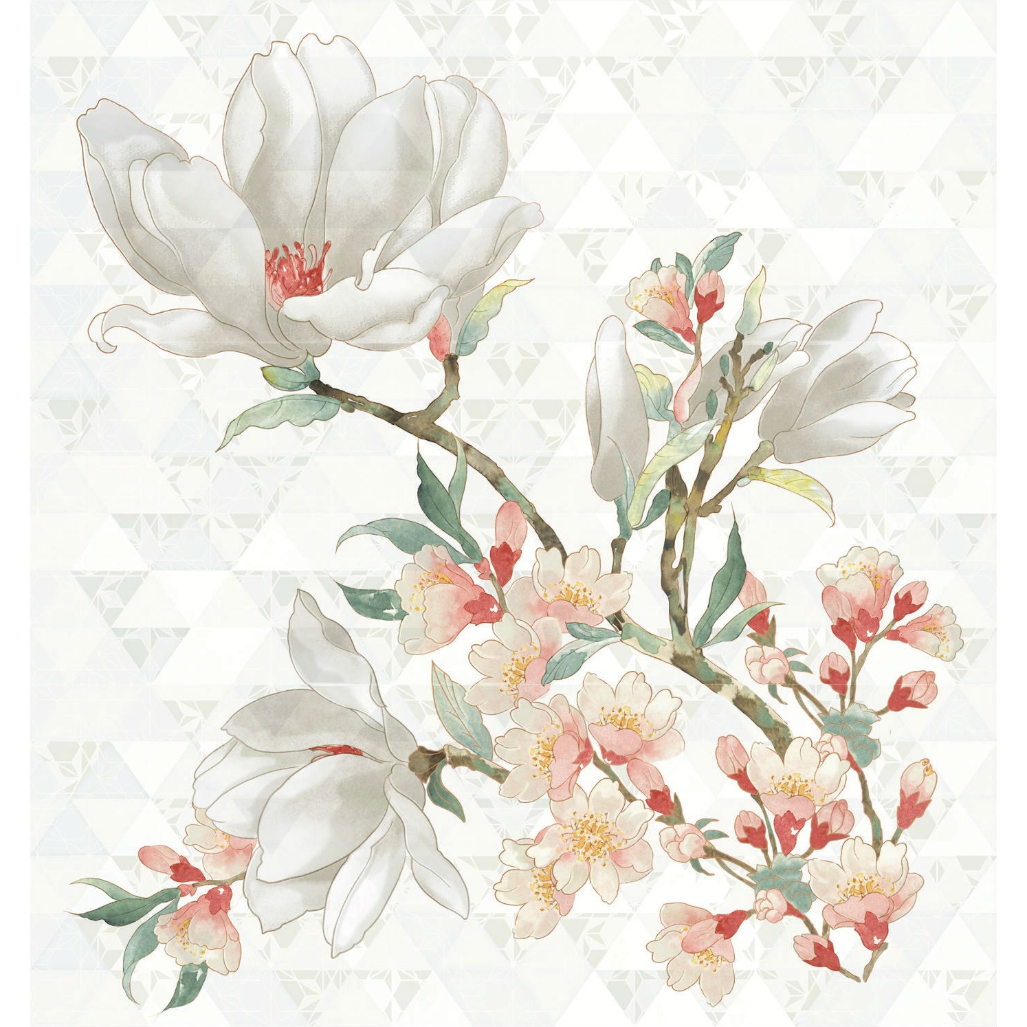 фото Панно kerlife primavera magnolia bianco 75,3x70,9 см