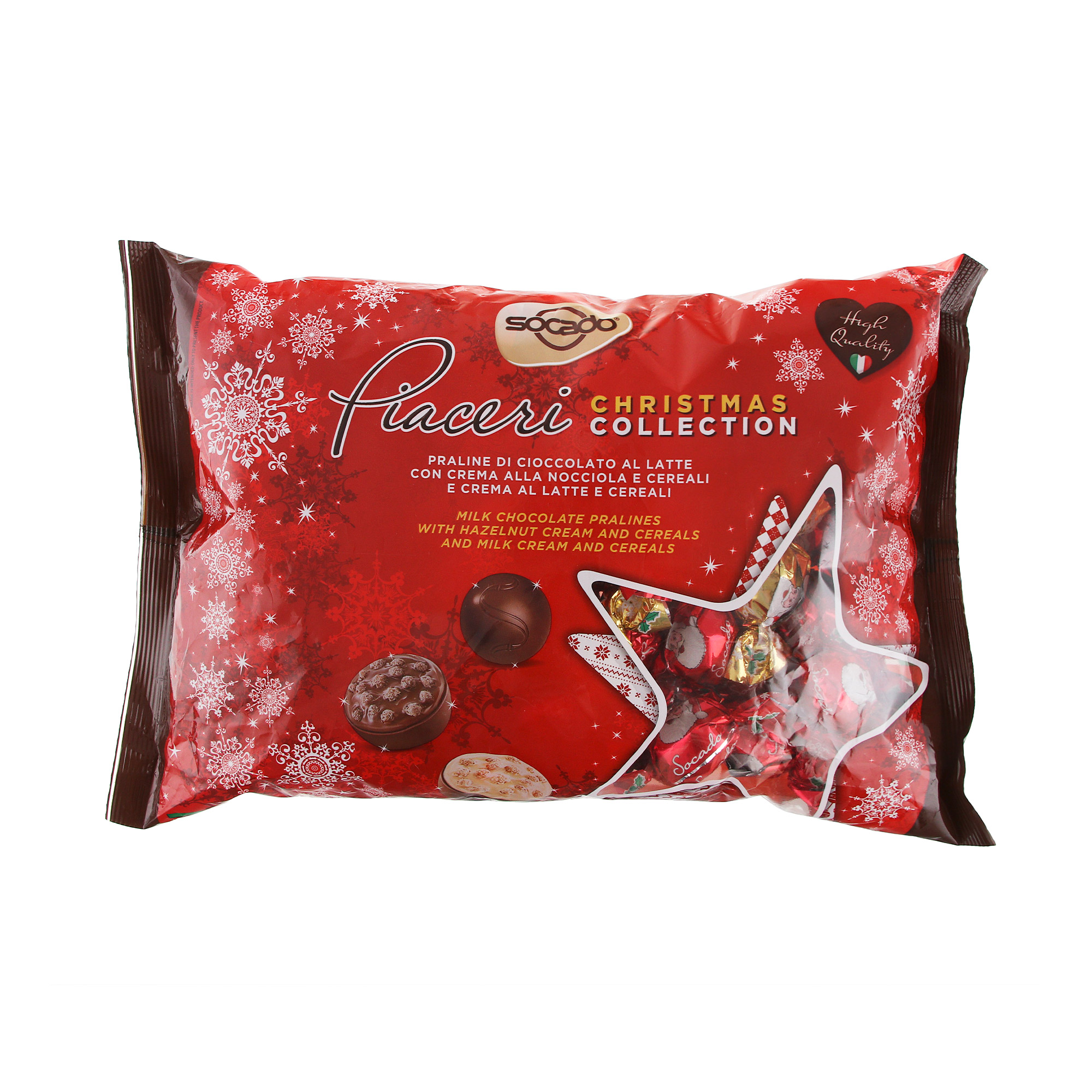 фото Конфеты шоколадные socado christmas пралине c молочным шоколадом, фундуком и злаками 1 кг