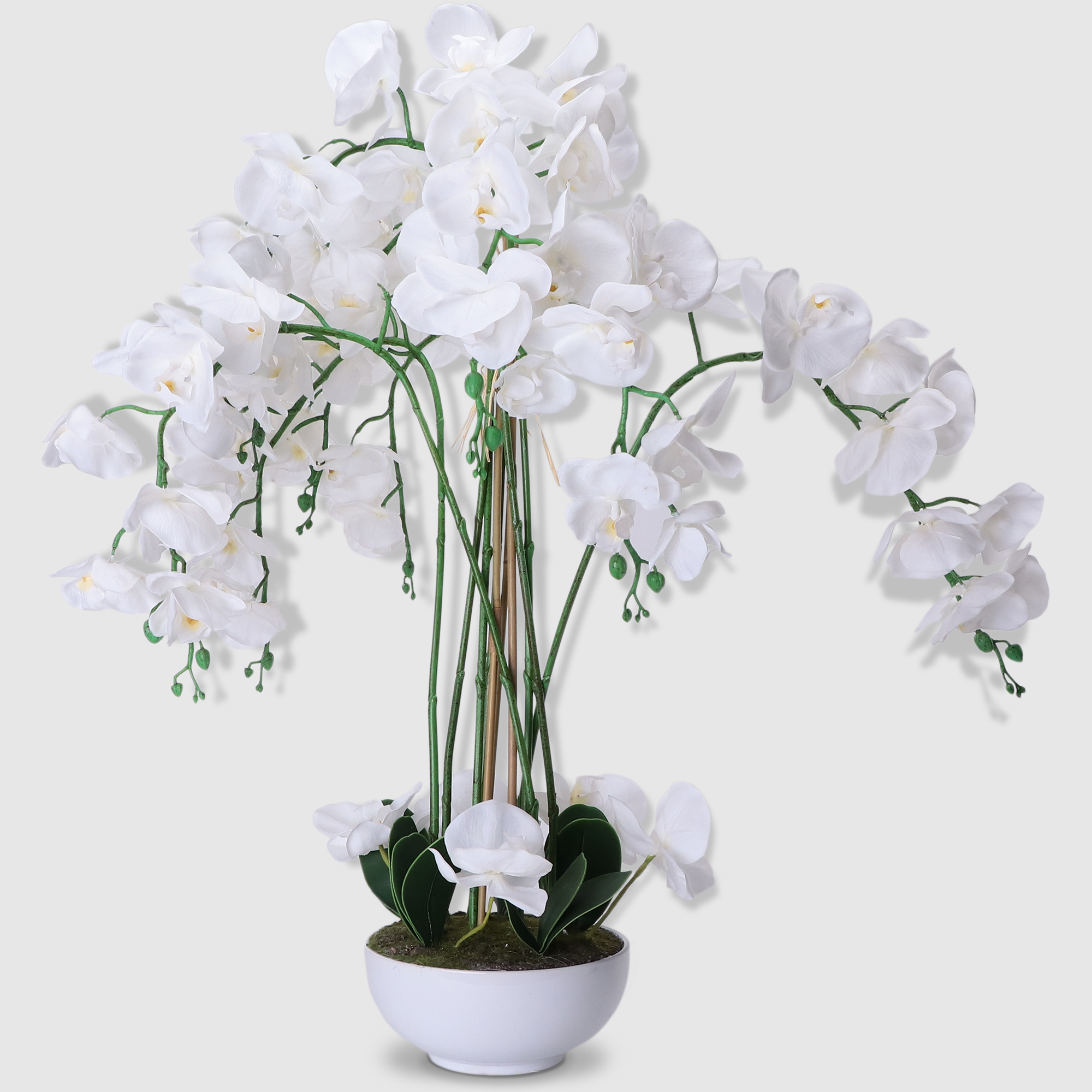 Цветок Colorful орхидея в горшке искусственная белая 77 см
