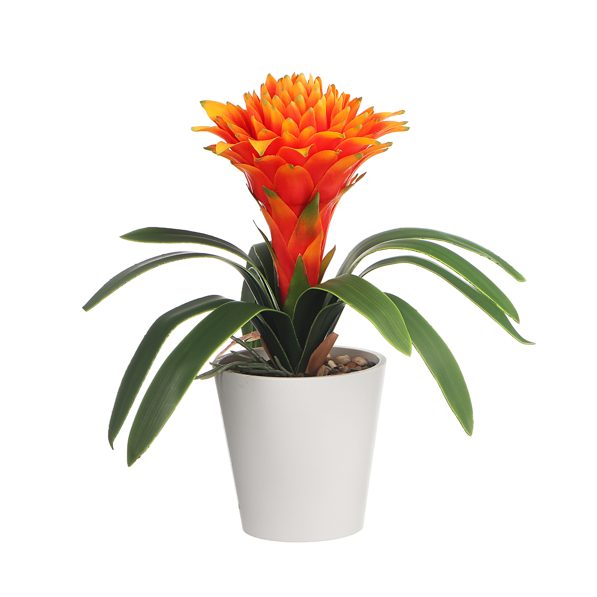 Цветок тропический искусственный в горшке Colorful оранжевый 40см