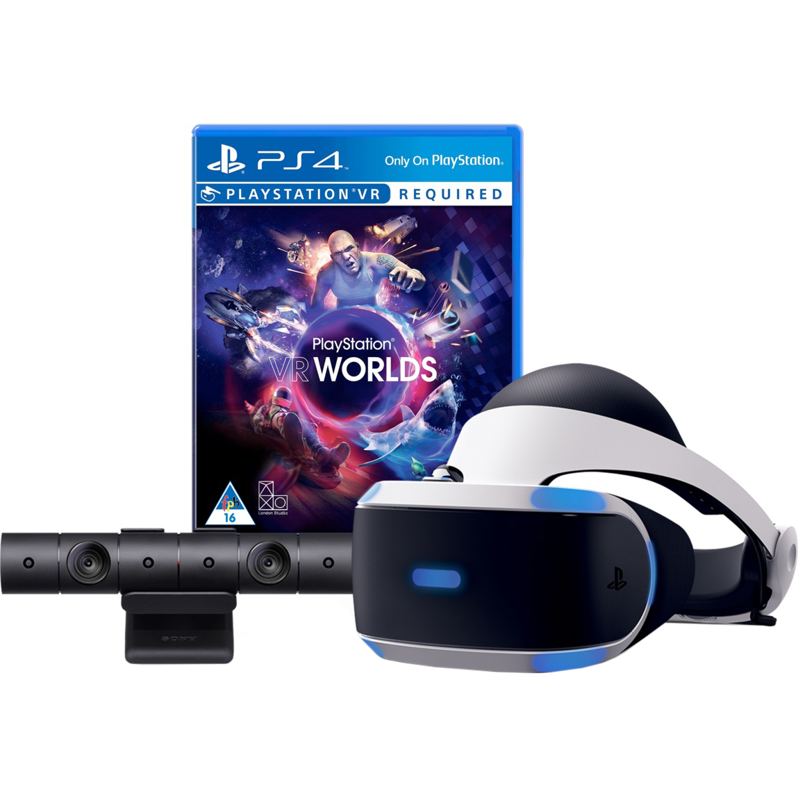 

Шлем виртуальной реальности Sony PlayStation VR + игра VR Worlds, Белый;черный