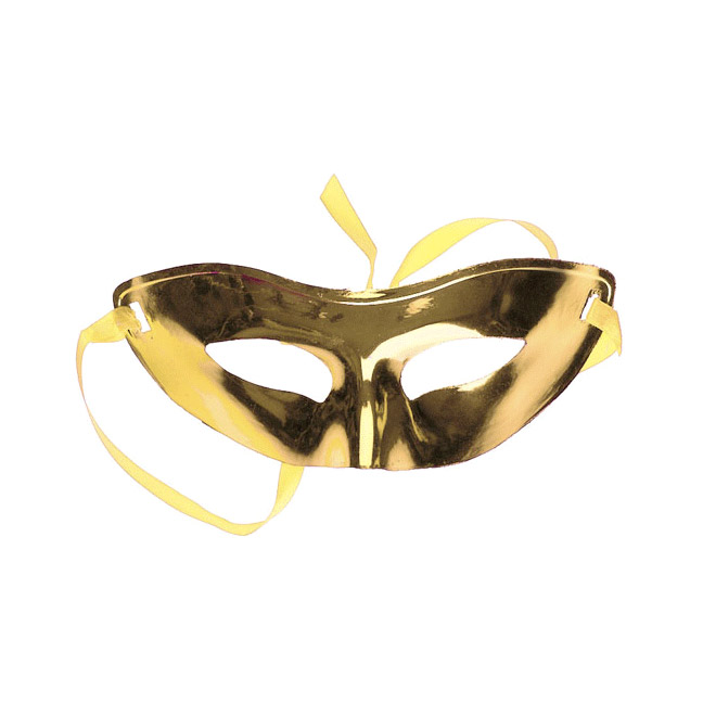 фото Полумаска-очки глянцевая кубера золотая