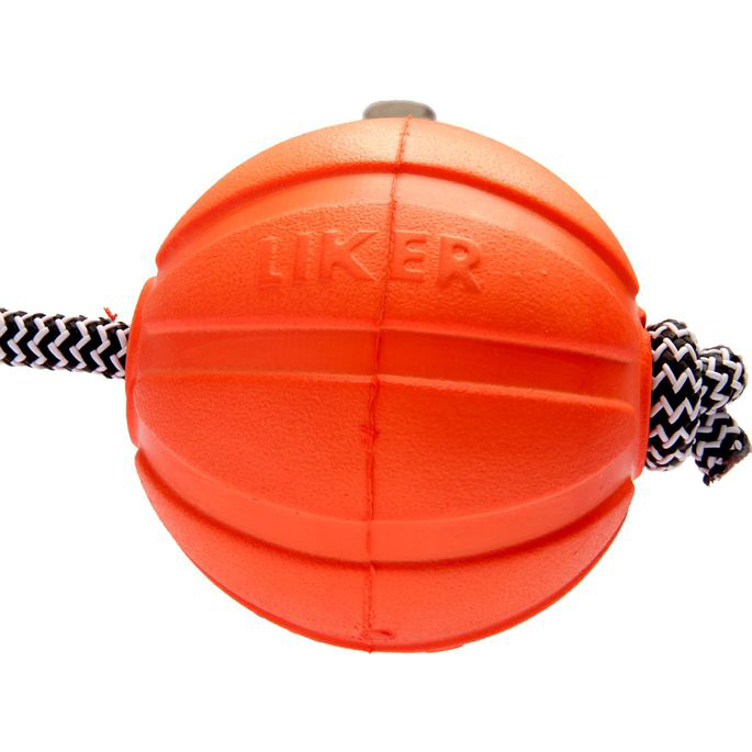 фото Игрушка для собак liker мячик корд на шнуре 7 см