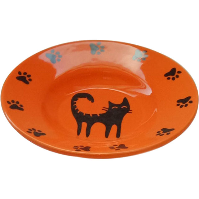 фото Миска для животных foxie cat plate оранжевая 140 мл