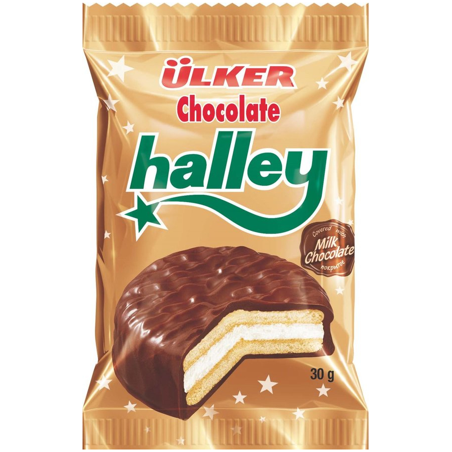 фото Печенье-сэндвич ulker halley c молочным шоколадом и маршмеллоу, 30 г