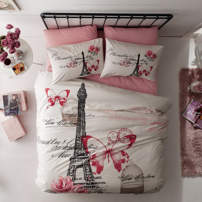 Постельный комплект Tac Giselle двуспальный, цвет розовый, размер двуспальный - фото 1