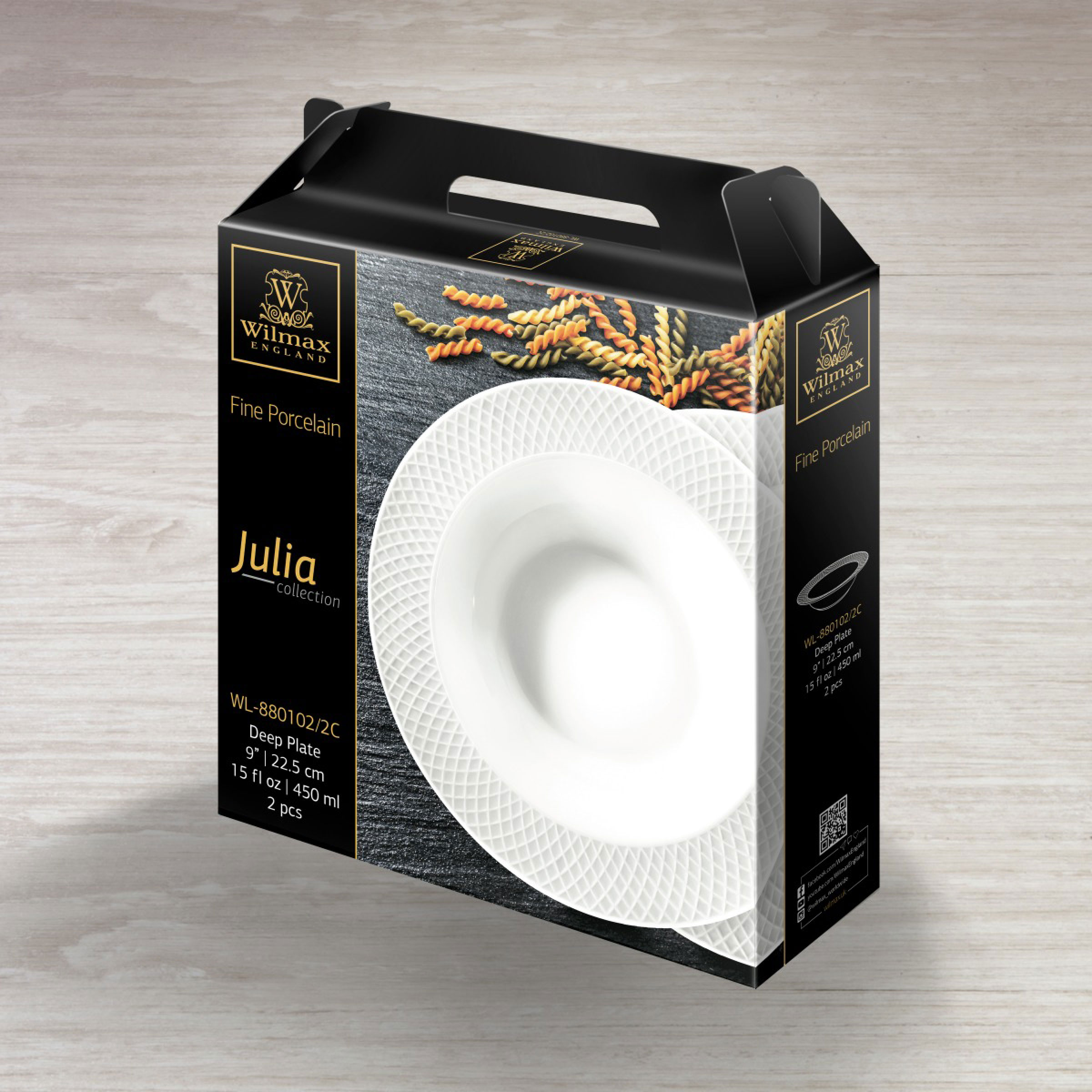 Набор глубоких тарелок Wilmax 22,5 см 2 шт, цвет белый - фото 2