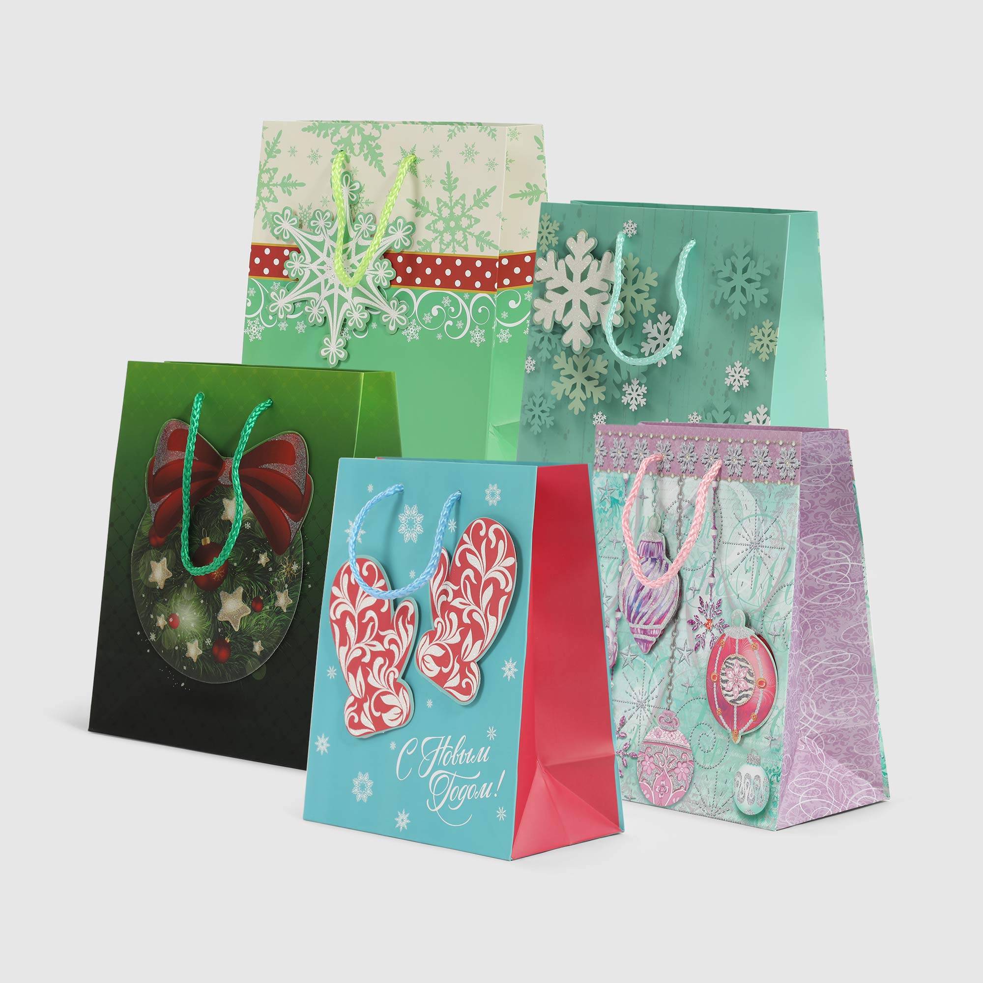 Пакет подарочный Мегамаг ламинированный 3D-НГ 180х227х100 см в ассортименте