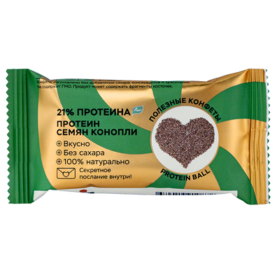 

Конфета протеиновая Jump premium vegan Протеин семян конопли 28 г