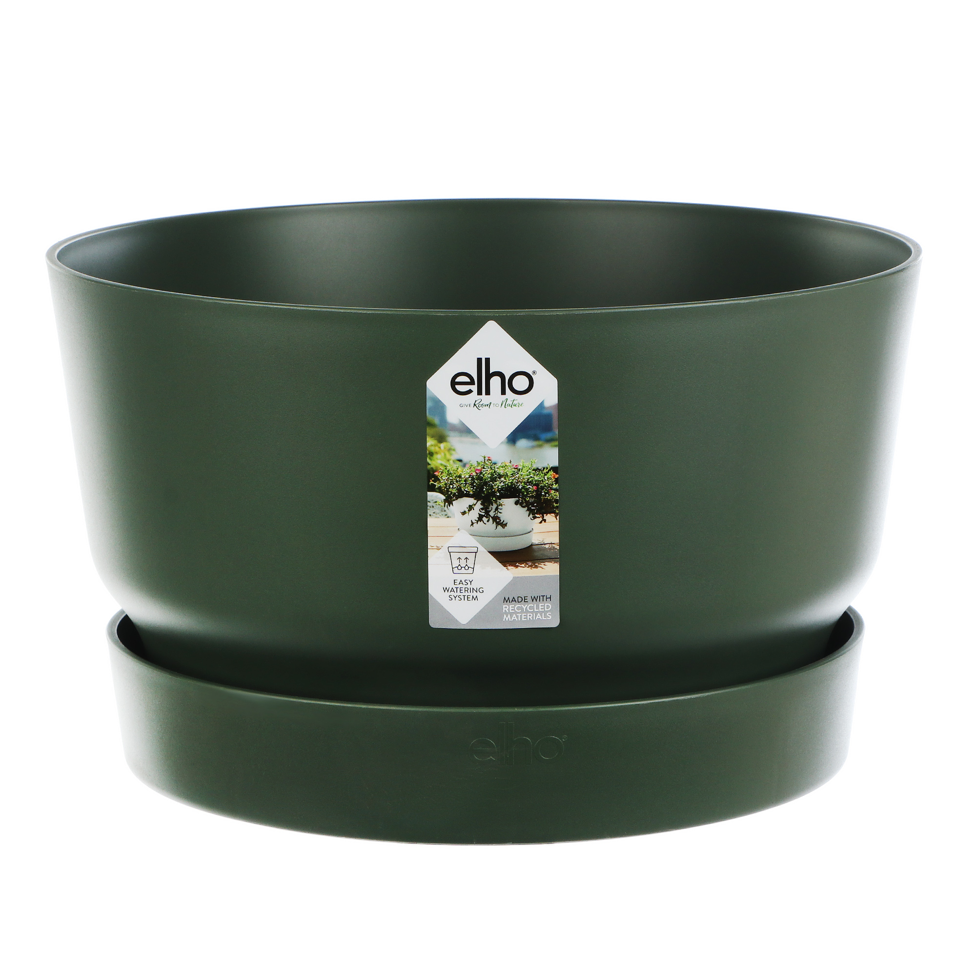 Кашпо Elho greenville bowl д33см тёмно-зелёный - фото 1