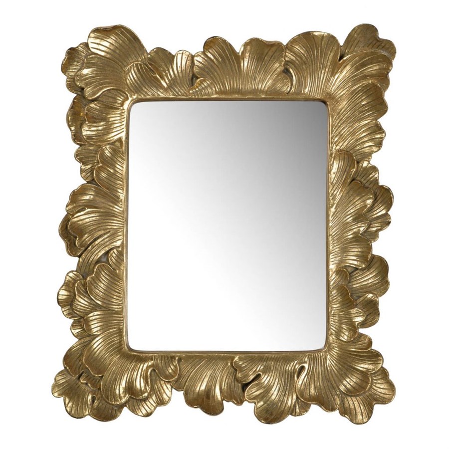 фото Зеркало glasar прямоугольное настенное с золотистой окантовкой в виде лепестков 32x4x38 см
