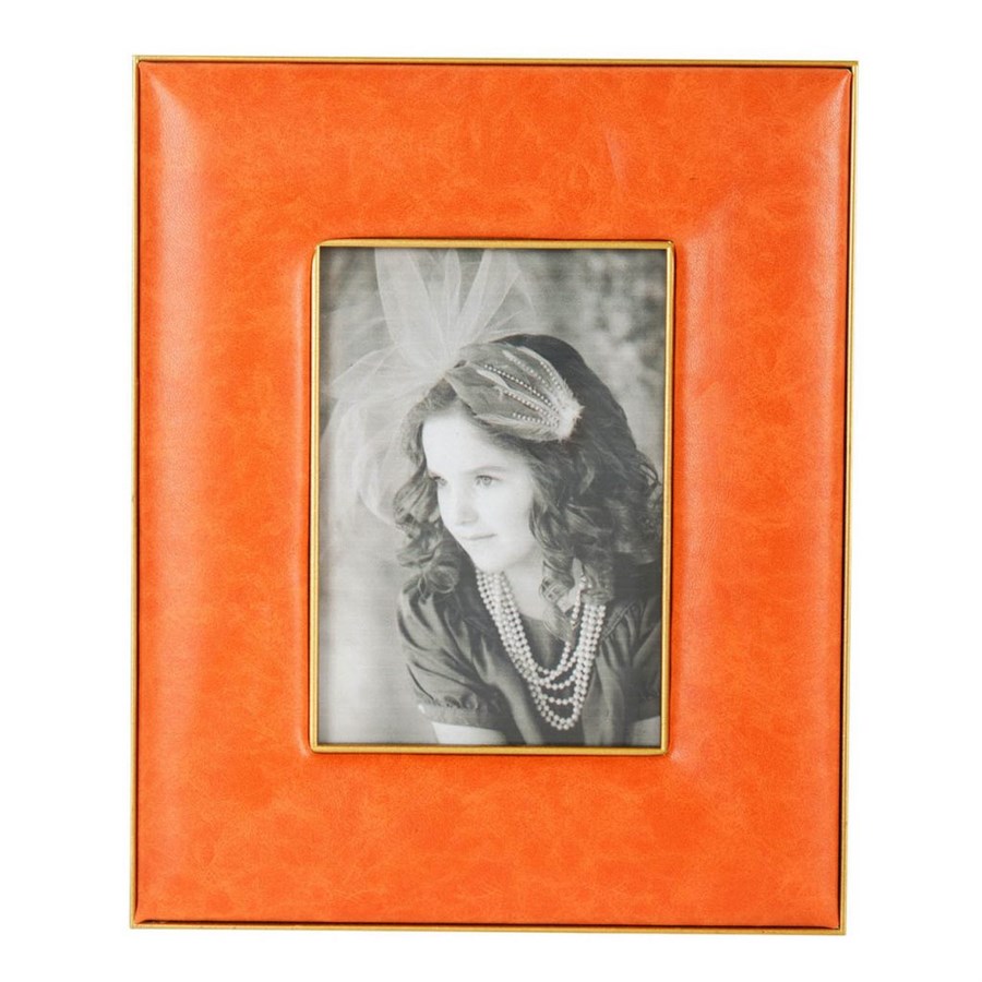 фото Фоторамка glasar оранжевая настольная для фотографий размером 10х15см 27x22x1см