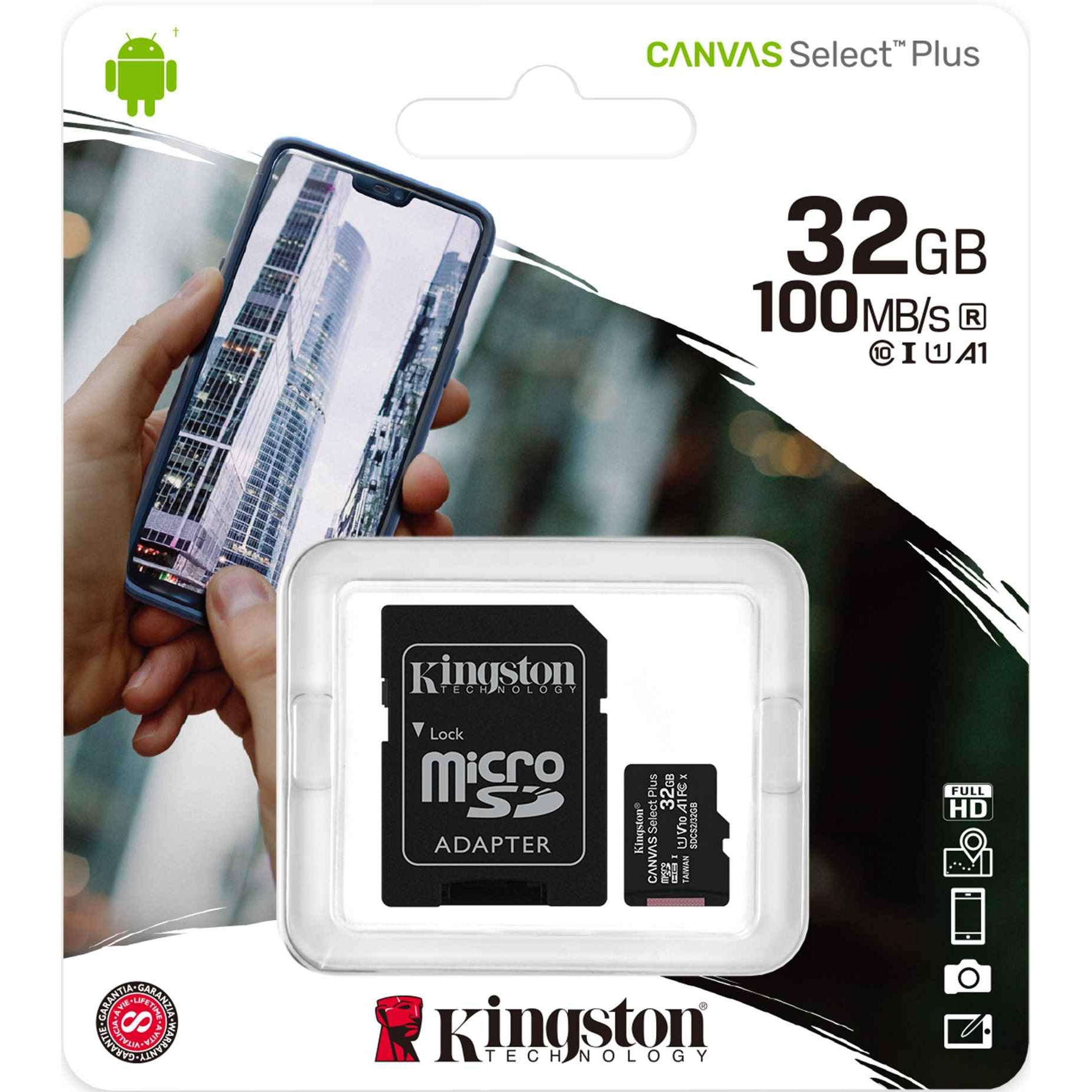 фото Карта памяти kingston canvas select plus microsd 32gb class 10