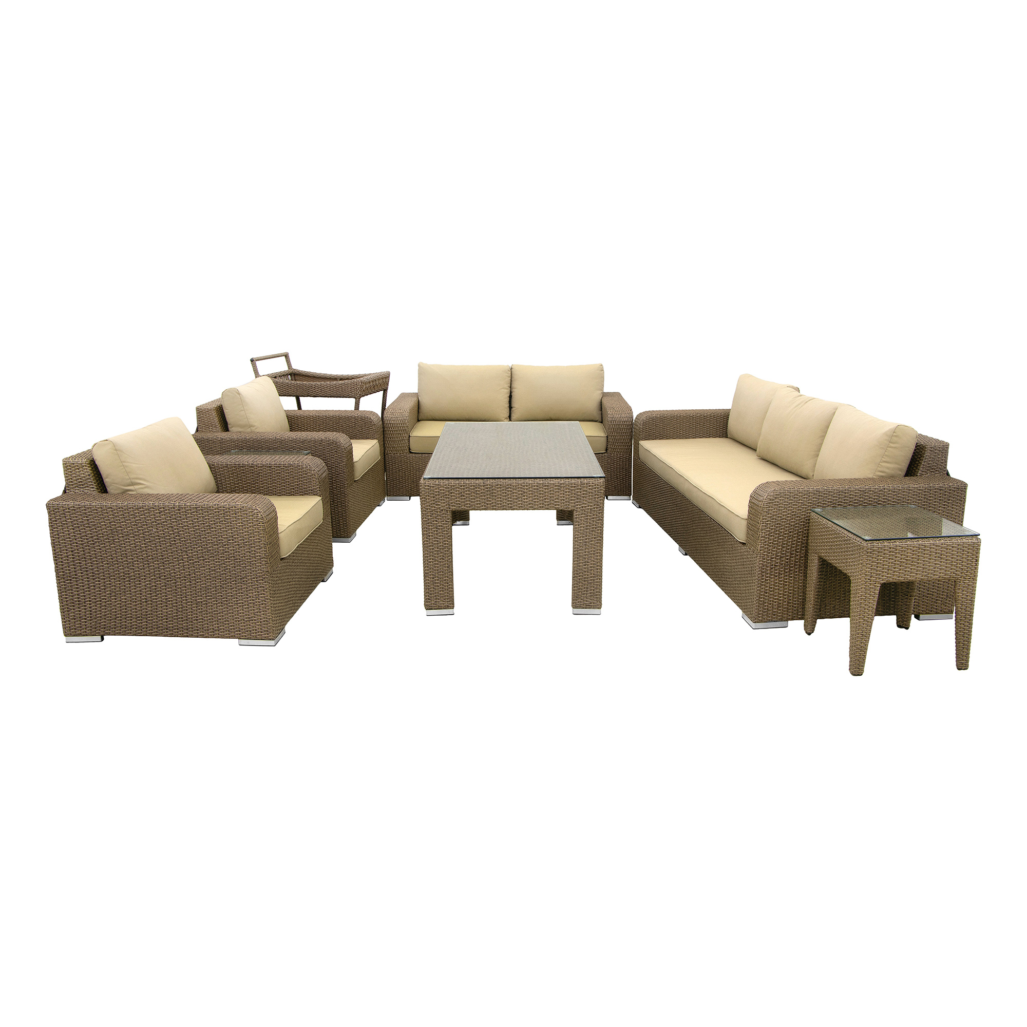 Комплект мебели Mavi Rattan 012 dkst, цвет бежевый, размер диван трехместный 90х224х76 см, диван двухместный 90х159х76 см - фото 1