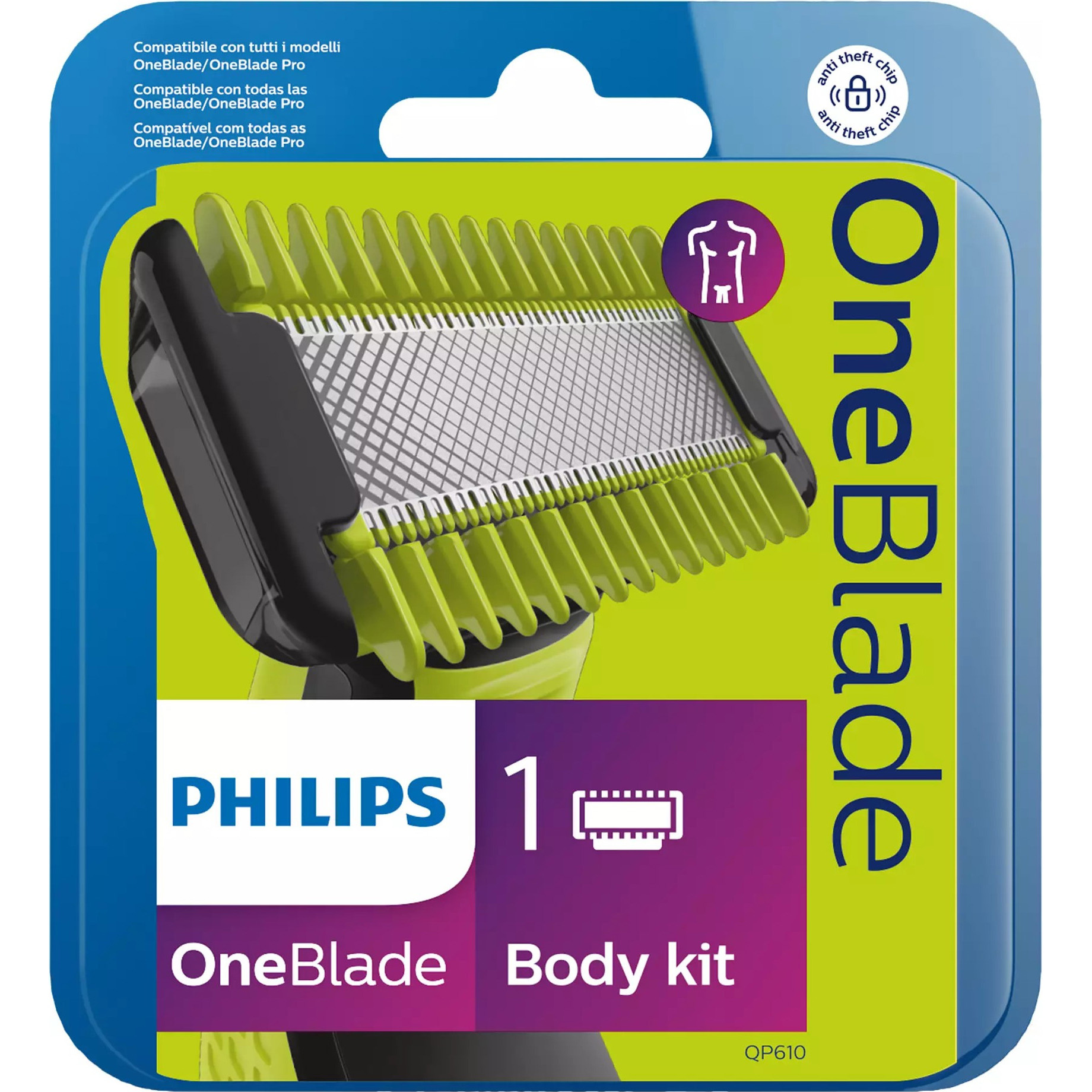 Сменные лезвия Philips OneBlade QP610/50, цвет зеленый - фото 2