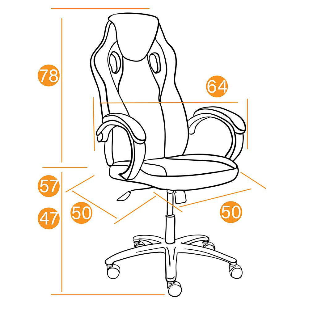 фото Кресло компьютерное tc металлик/оранжевый 135х50х64 см