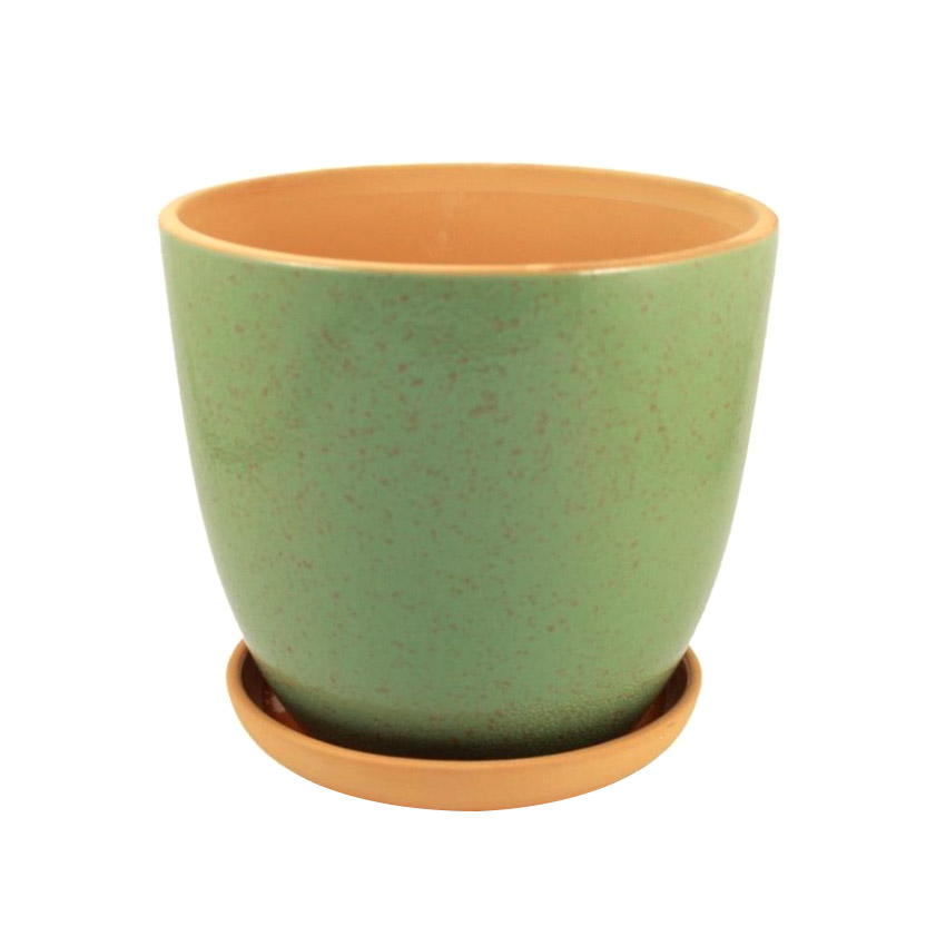 

Горшок цветочный с поддоном Ломоносовская керамика 2,2л.,d 18 см, h 18см., покрыт цветной глазурью