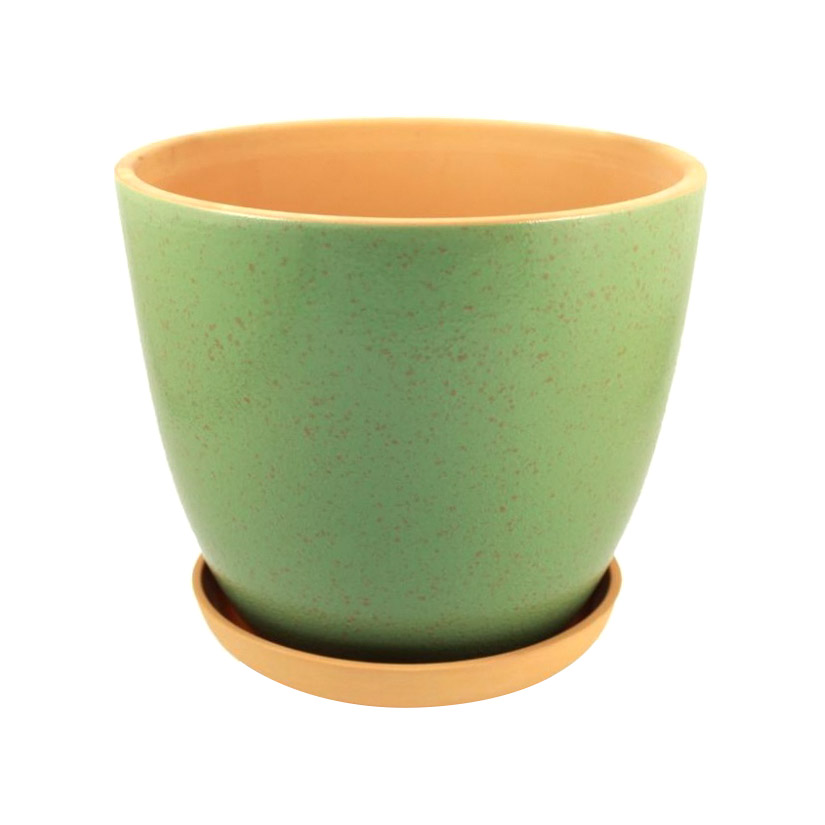 

Горшок цветочный с поддоном Ломоносовская керамика 4,0л., d 22см., h 19,0см покрыт цветной глазурью