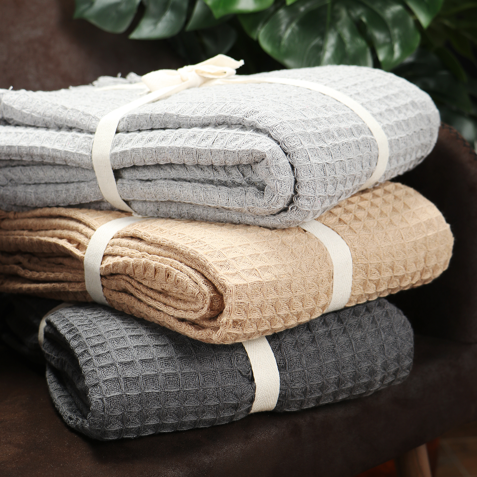 Плед вафельный Homelines textiles solid 180x200cm grey, цвет серый - фото 4