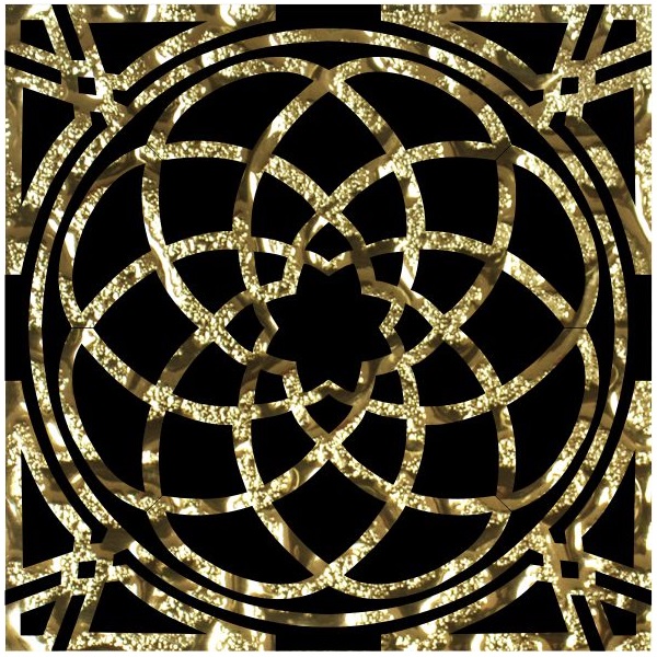 фото Вставка напольная роскошная мозаика фортуна золото 8х8 см