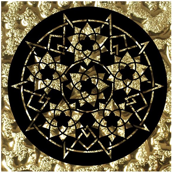 фото Вставка напольная роскошная мозаика зодиак золото 8х8 см