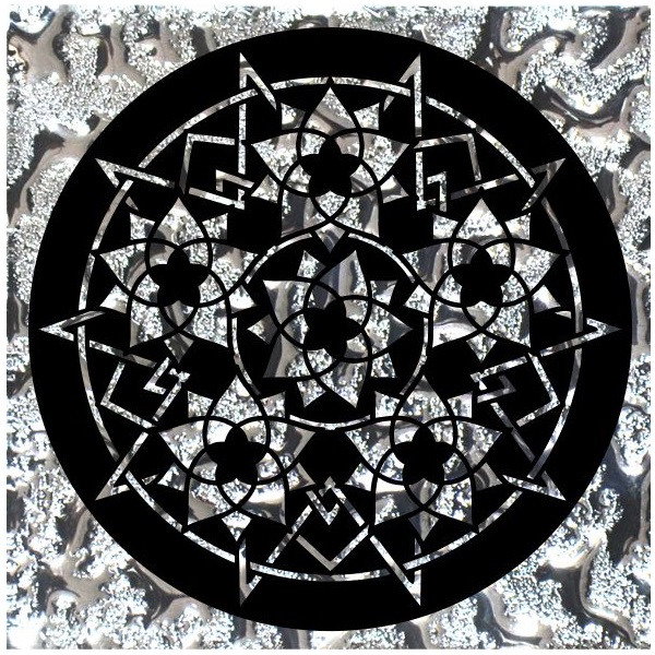 фото Вставка напольная роскошная мозаика зодиак платина 8х8 см