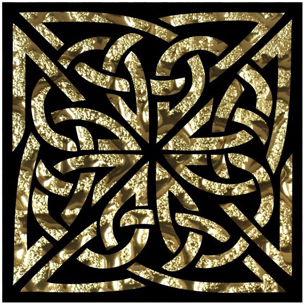 фото Вставка напольная роскошная мозаика левадия золото 8х8 см