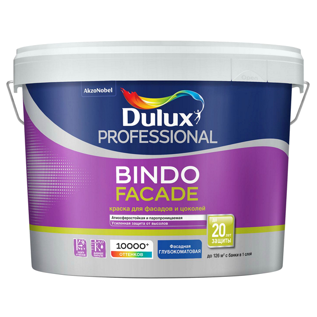 фото Краска фасадная dulux bindo facade база bw 9 л