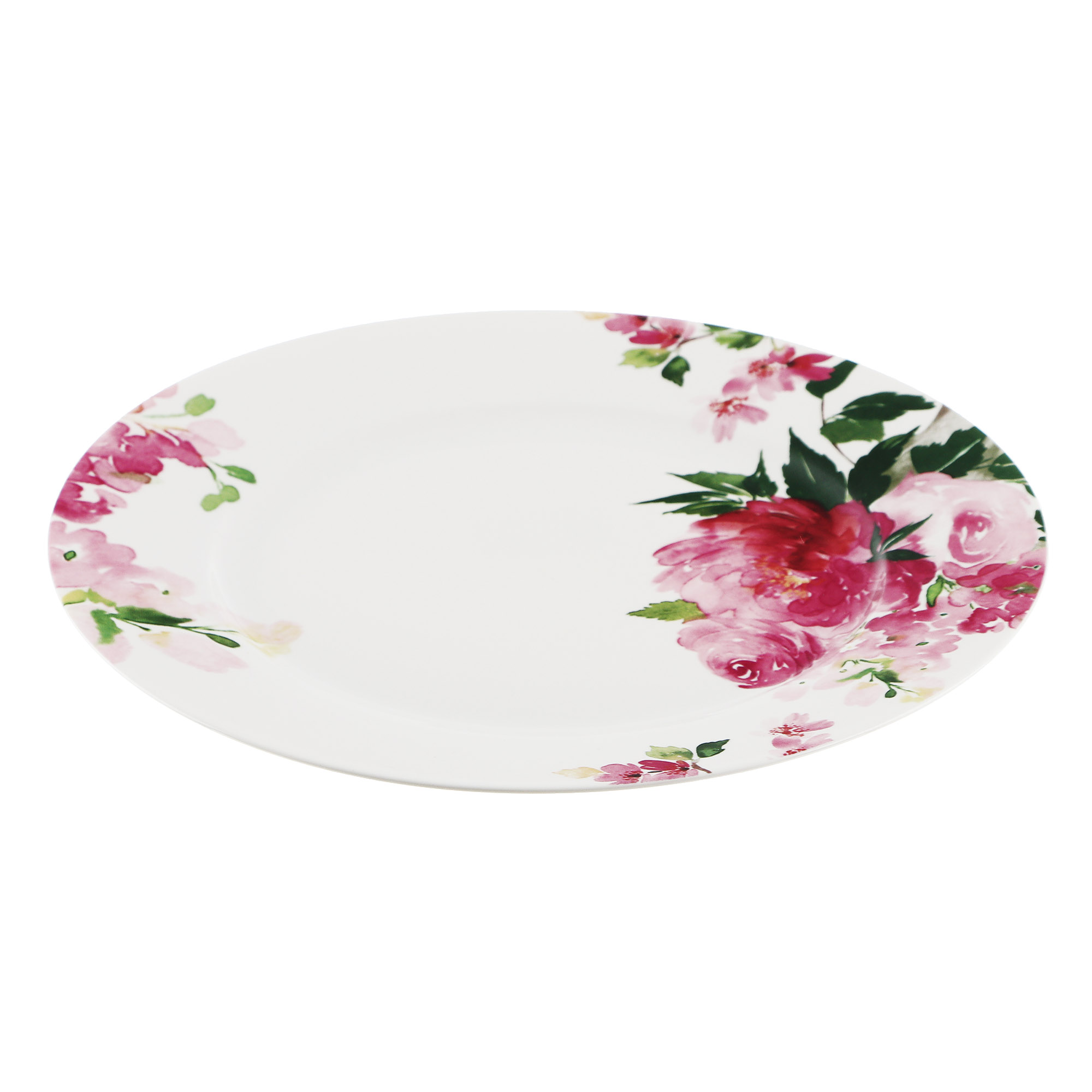 Тарелка обеденная Milvis Пионы 26,7 см, цвет белый - фото 1