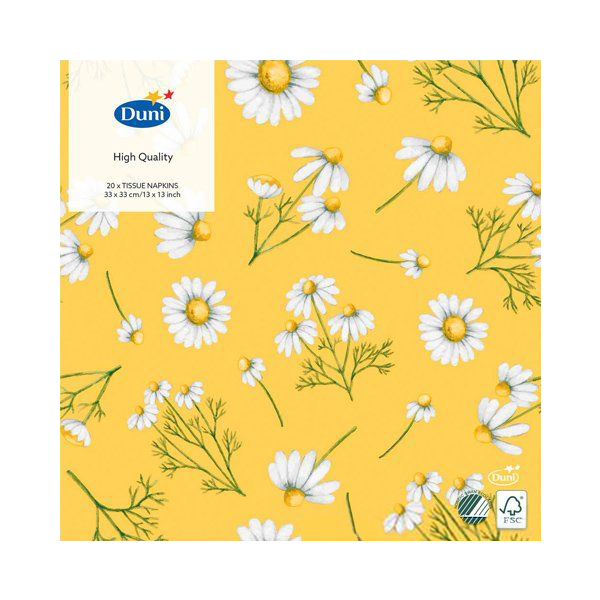 фото Салфетки duni pretty daisy yellow бумажные 3-х слойные 33х33 см