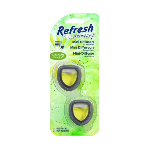 Ароматизатор мини диффузор на дефлектор Refresh Your Car  Солнечный лимон лайм 2 шт