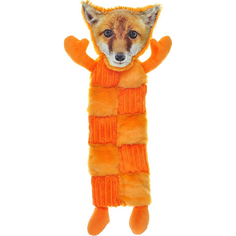 Игрушка для собак CHOMPER FurRealz Лиса плоская с пищалками 44 см, цвет оранжевый, размер для всех пород