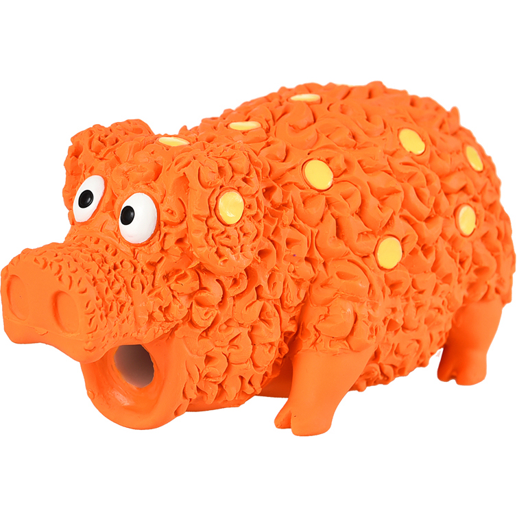 Игрушка для собак Foxie Поросенок с пищалкой латекс 17 см Оранжевый, размер для всех пород