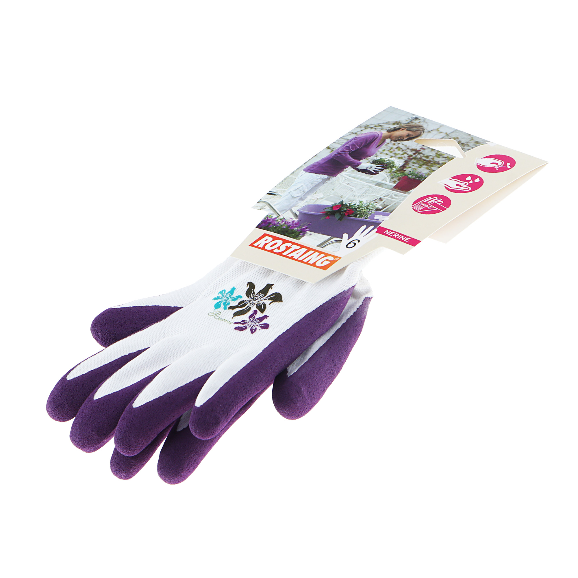 Перчатки Rostaing для растений Nerine Second skin р.6 фиолетовые, цвет фиолетовый, размер 6 - фото 1