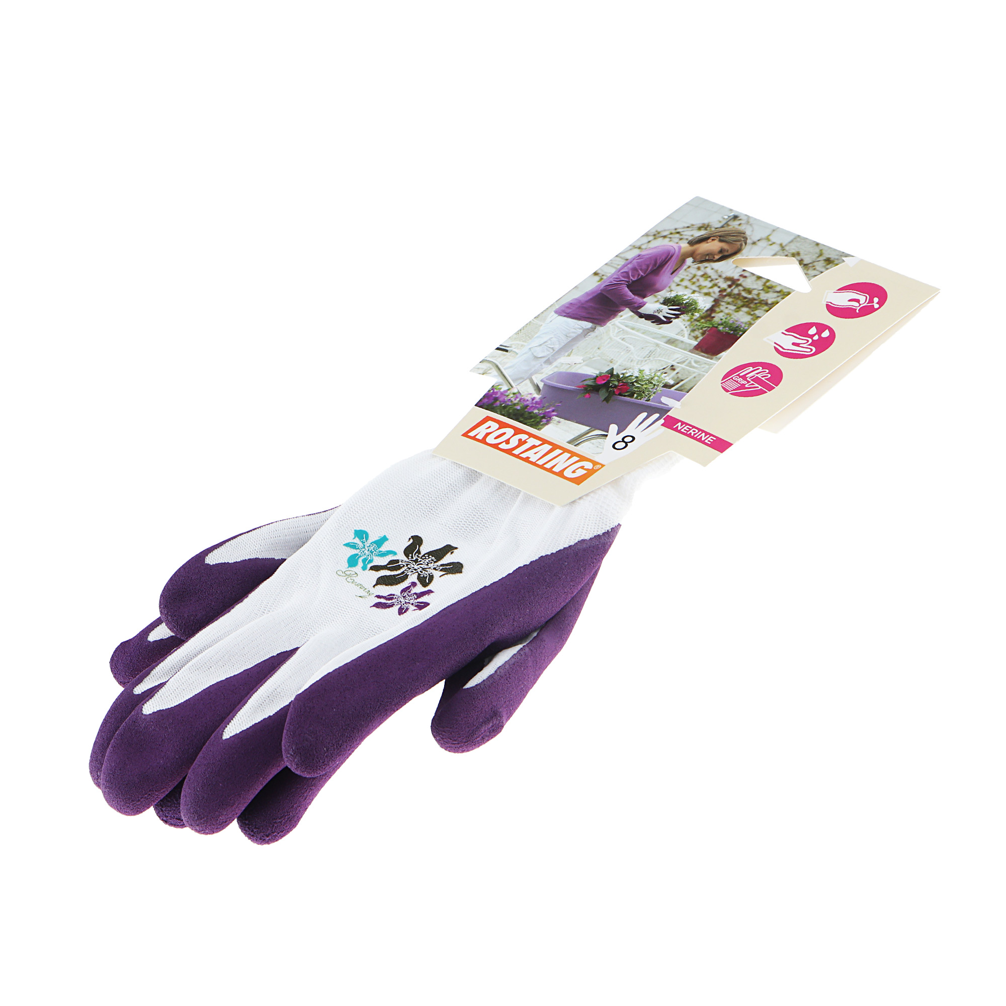 Перчатки Rostaing для растений Nerine Second skin  р.8 фиолетовые, цвет фиолетовый, размер 8 - фото 1