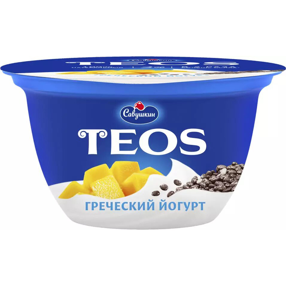 Йогурт Савушкин продукт Teos греческий манго-чиа 2% 140 г - фото 1