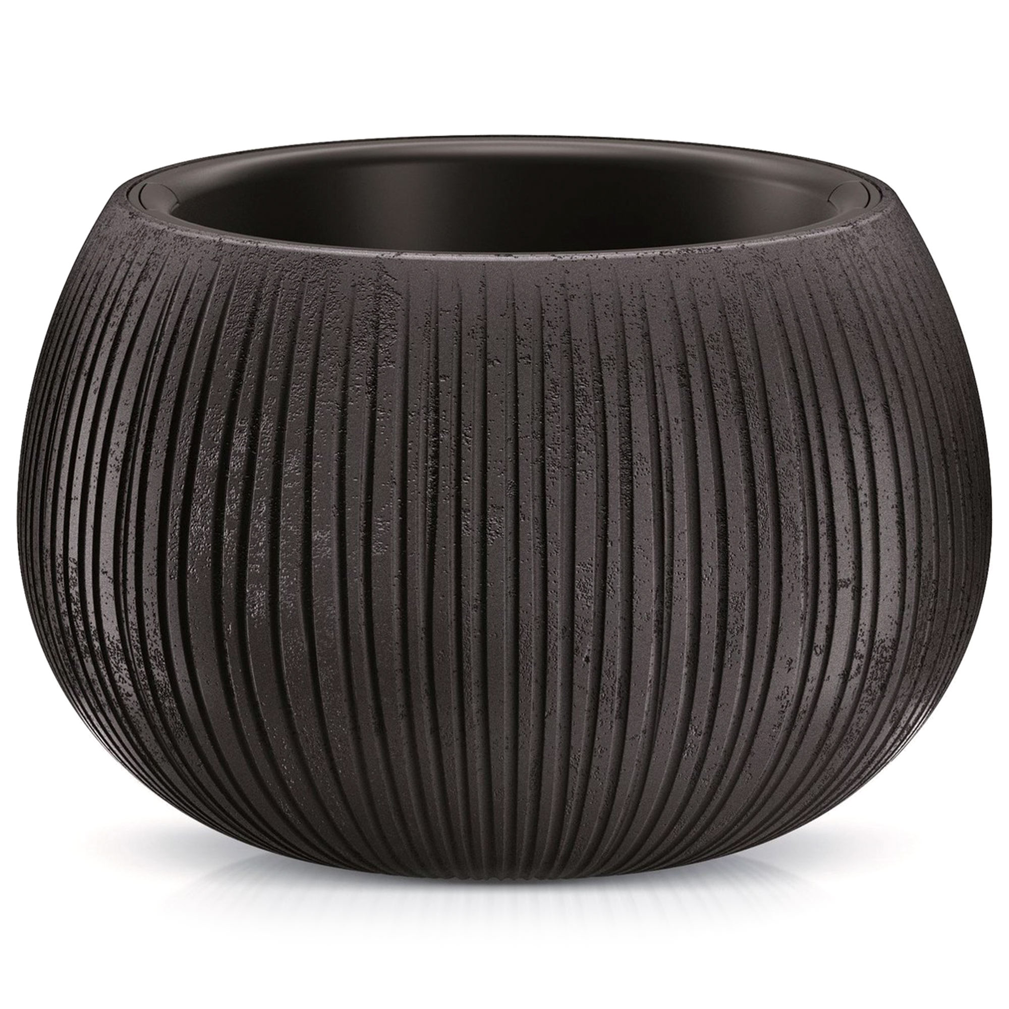 Кашпо Prosperplast со вставкой Beton Bowl черное 37 см, цвет черный - фото 1