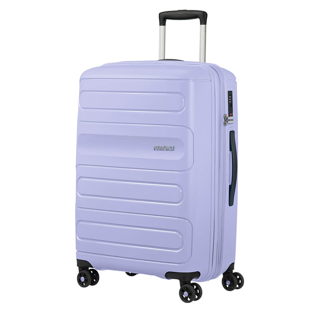 фото Чемодан american tourister 4-х колесный сиреневый 46х28,5х67,5 см