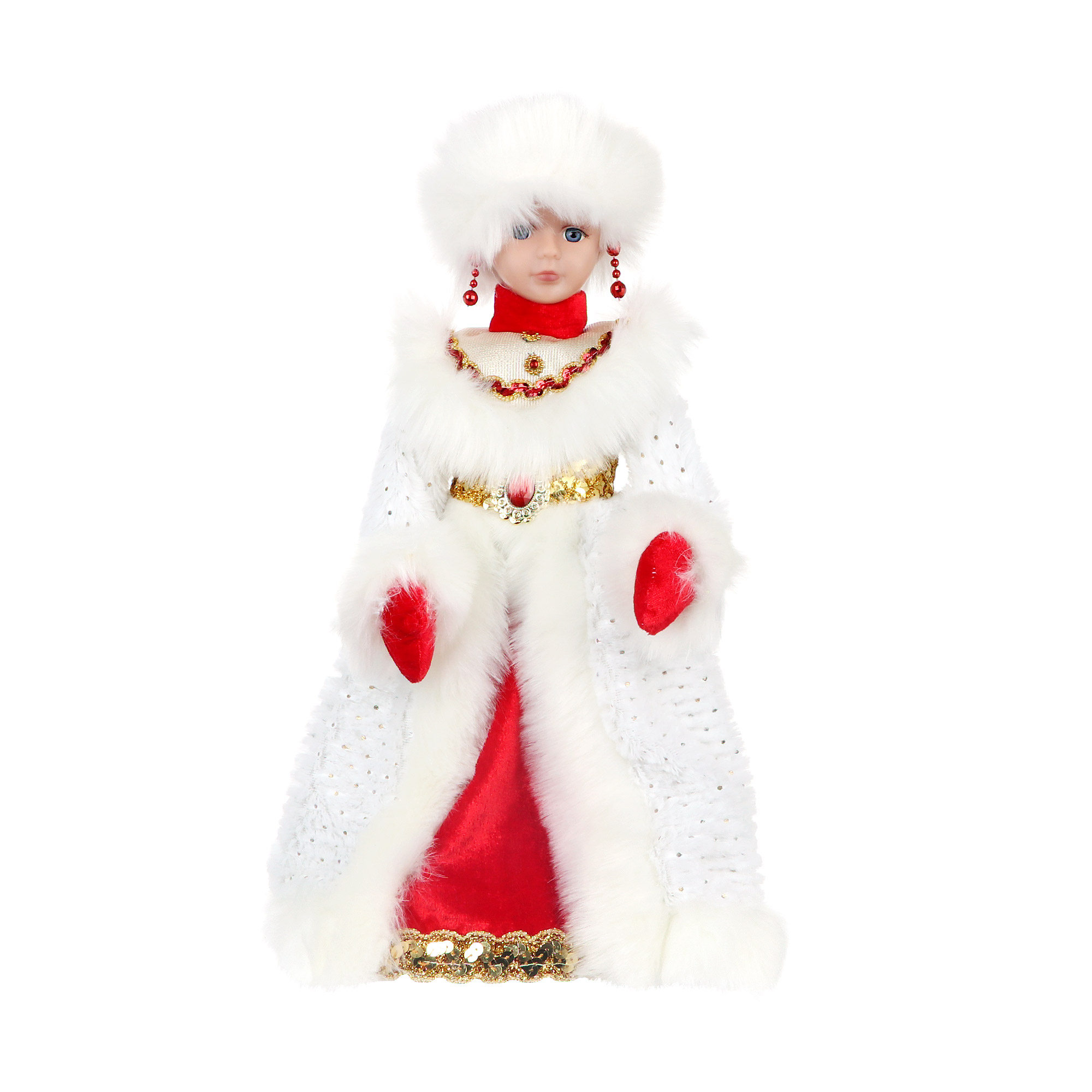 фото Фигура анимационная с мелодией sote toys снегурочка в белой шубе 40 см