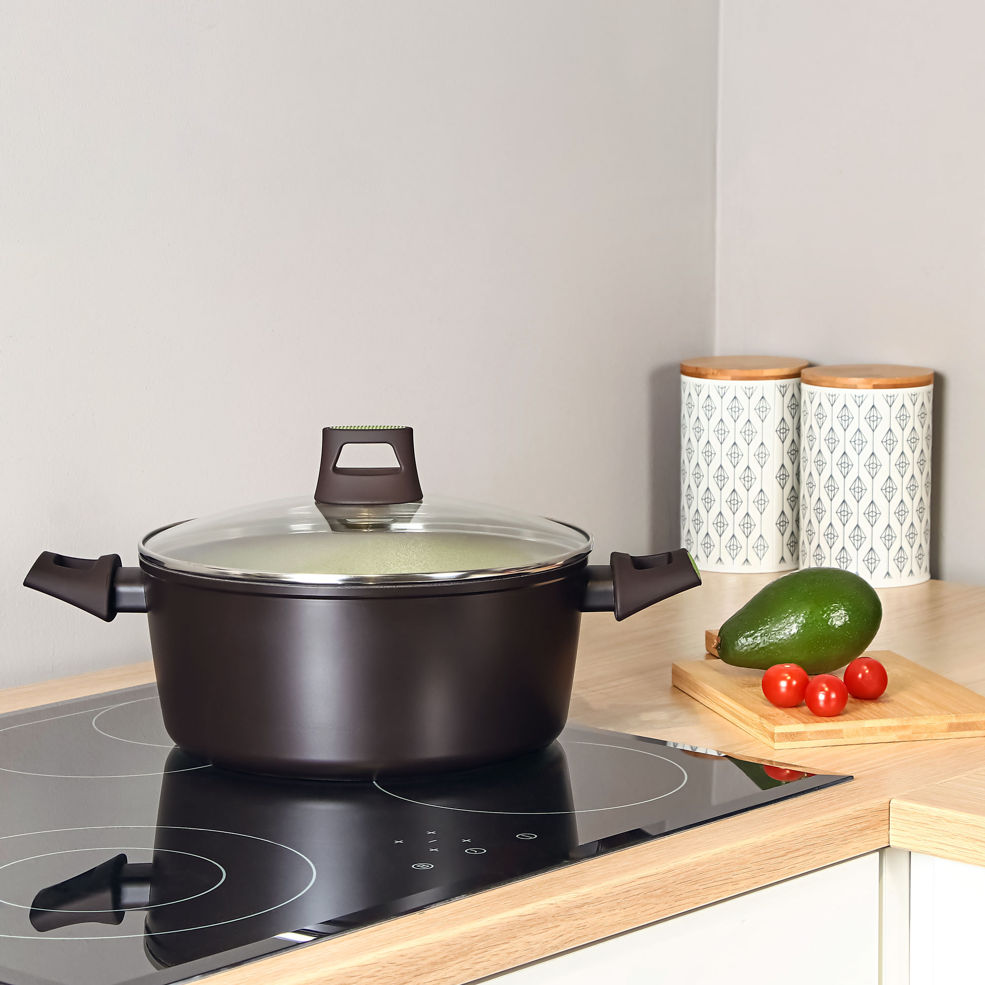 Кастрюля с крышкой Kitchen star Avocado Nova 24 см, цвет черный - фото 2