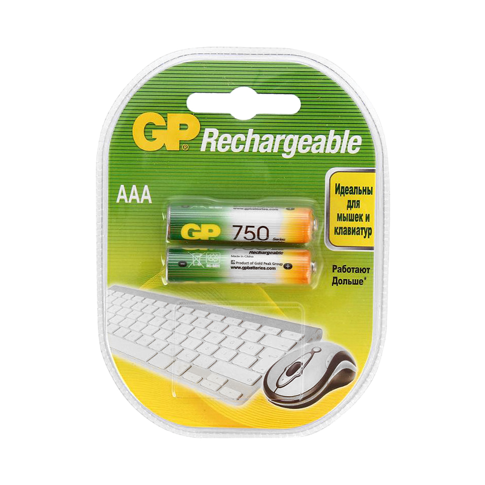 фото Аккумулятор gp 75аaahc aaа 750 ма*ч 2 шт gp batteries