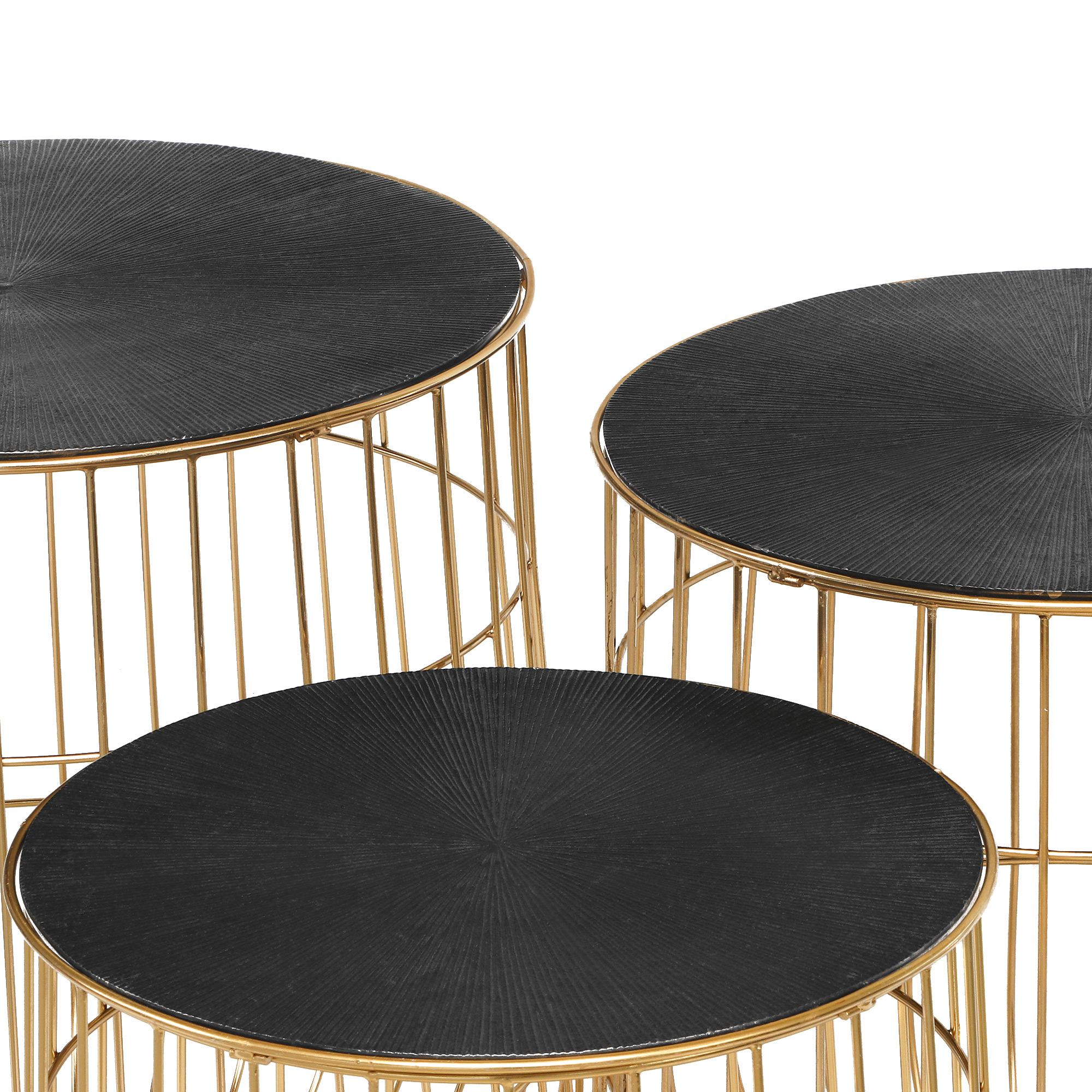 Набор кофейных столиков Bizzotto furniture Mariam 38х38х40, 43х43х46, 46х46х50, цвет золотой - фото 3