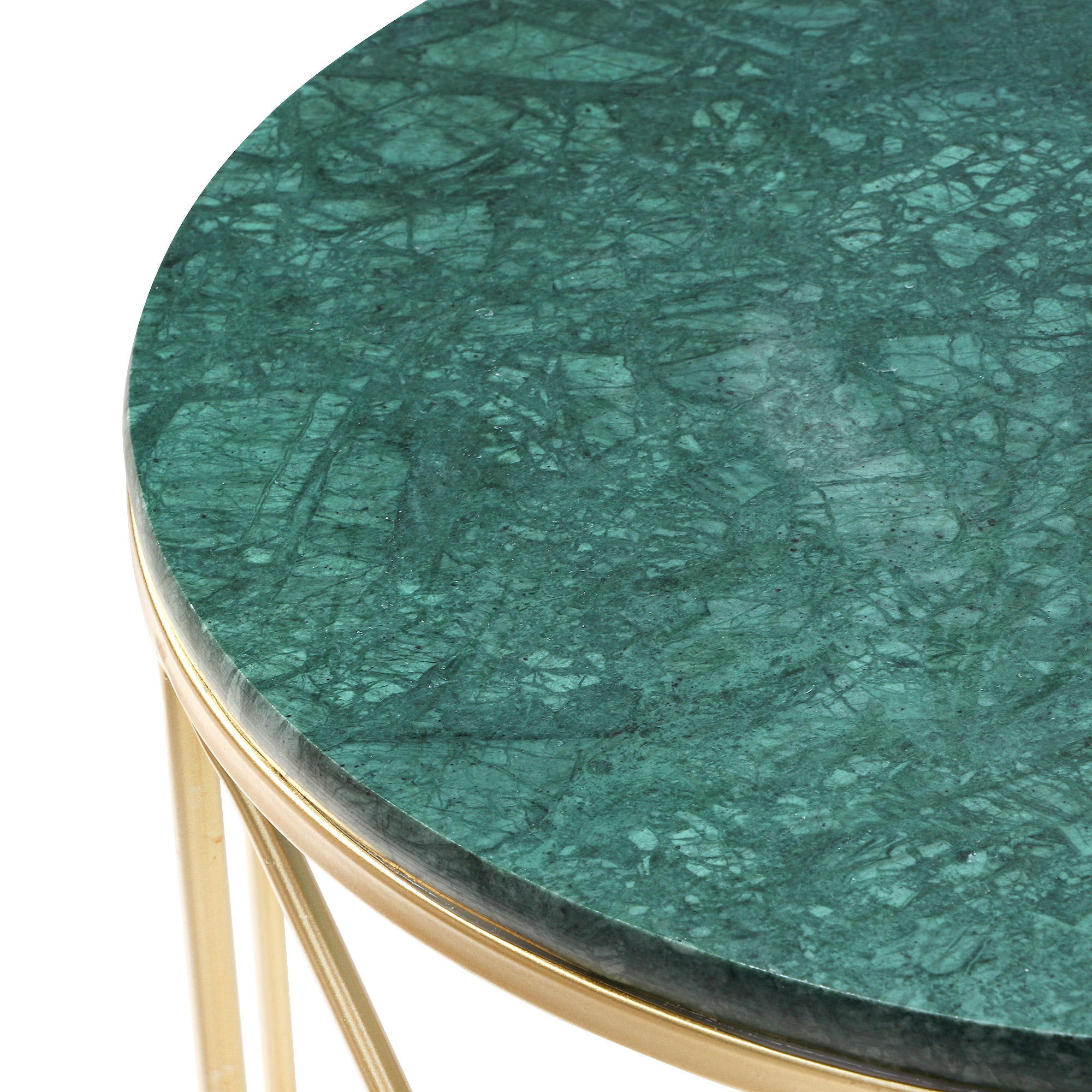 Столик интерьерный Glasar с зелёным мрамором 43х43х50см, цвет золотой - фото 3