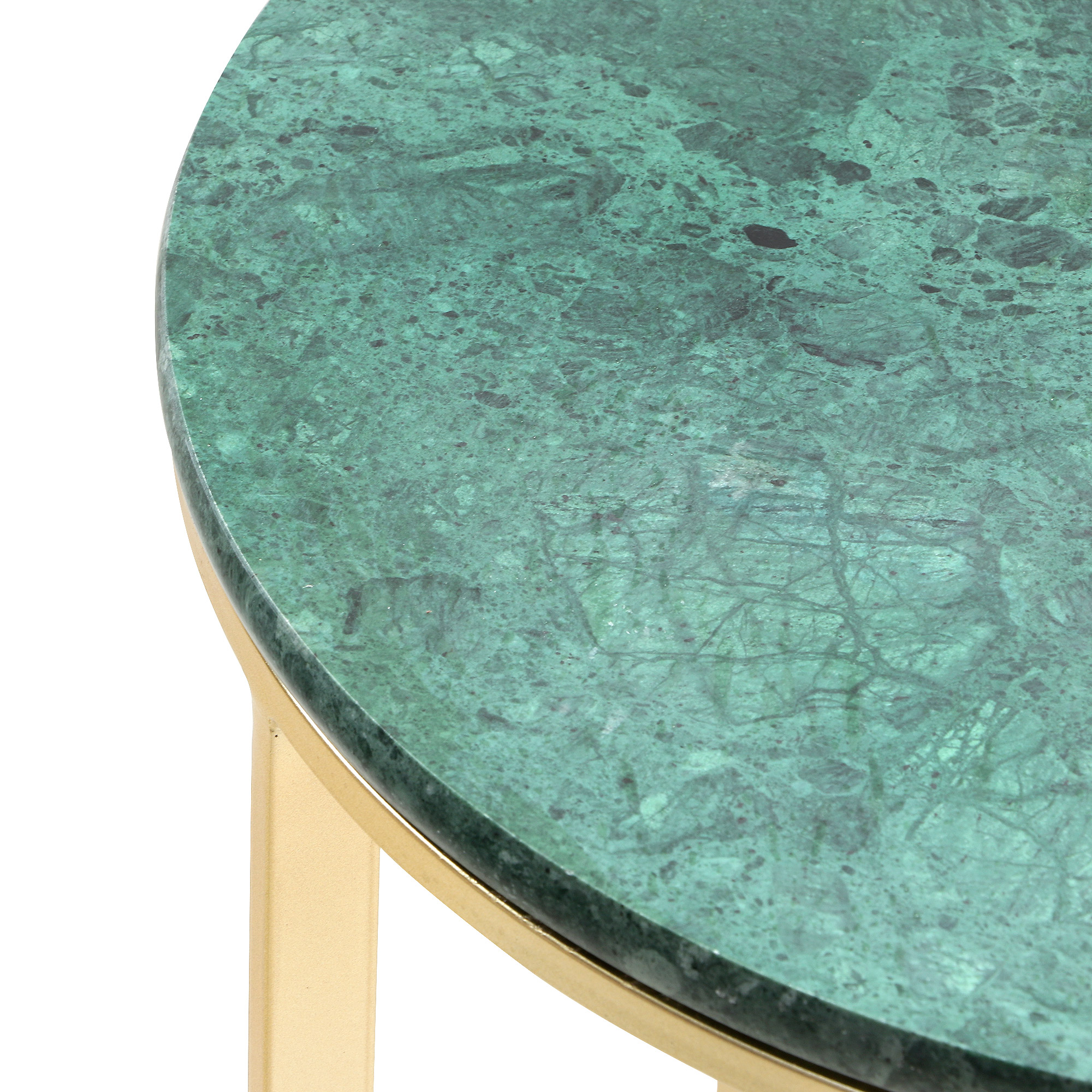 Столик кофейный Glasar с зеленым мрамором 41х41х47см, цвет золотой - фото 3