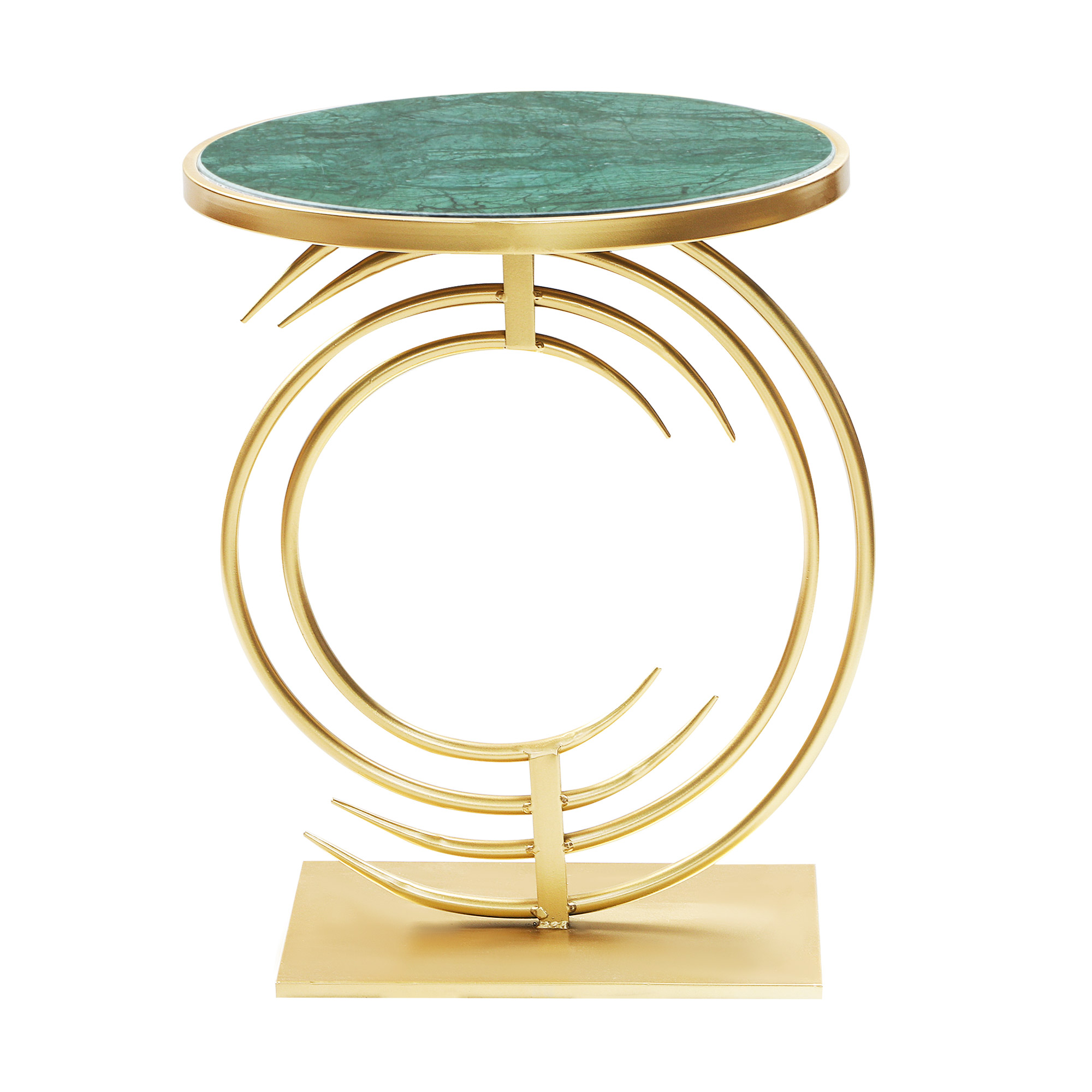 Столик кофейный Glasar с зеленым мрамором 40х40х51см, цвет золотой - фото 2